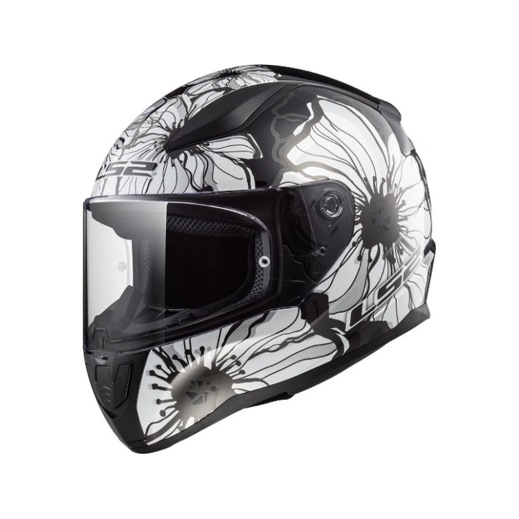 CASCO LS2 FF353 RAPID POPPIES BLACK WHITE | LS2