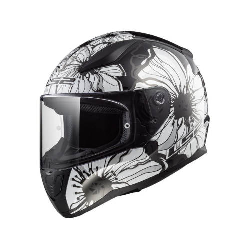 CASCO LS2 FF353 RAPID POPPIES BLACK WHITE | LS2