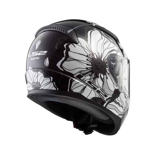 CASCO LS2 FF353 RAPID POPPIES BLACK WHITE | LS2