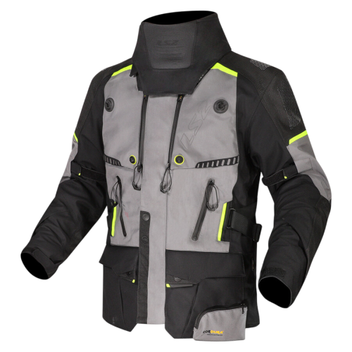 GIACCA LS2 APOLLO MAN JACKET BLACK DARK GREY H-V YELLOW | LS2