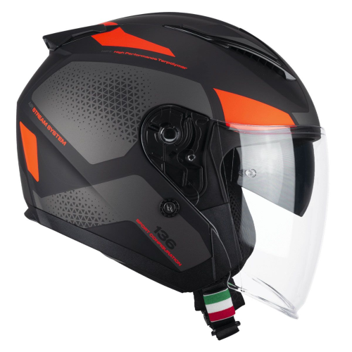 CASCO JET 136G DNA GALAXY NERO ARANCIONE FLUO OPACO | CGM