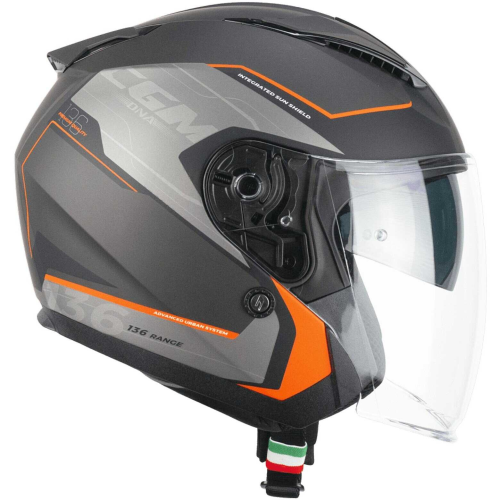 CASCO JET 136S DNA APACHE GRAFITE ARANCIONE OPACO | CGM