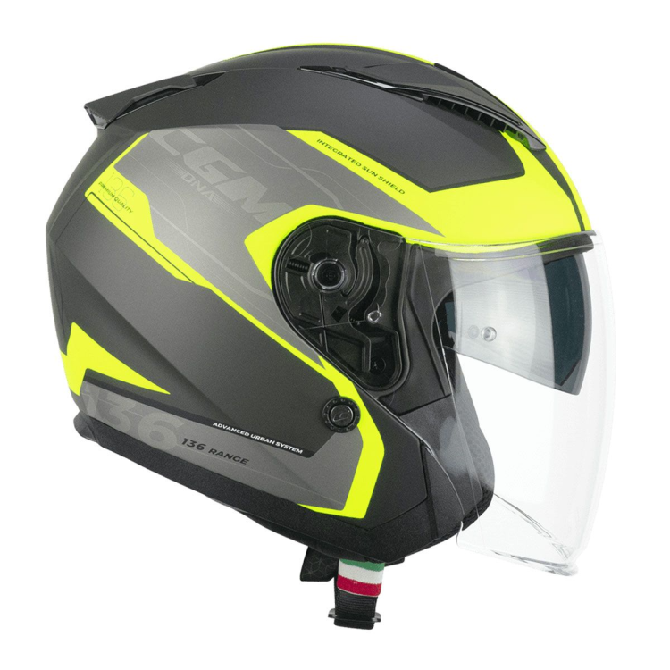 CASCO JET 136S DNA APACHE GRAFITE GIALLO FLUO OPACO | CGM