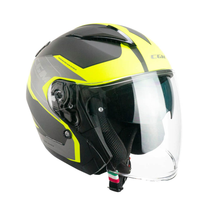 CASCO JET 136S DNA APACHE GRAFITE GIALLO FLUO OPACO | CGM