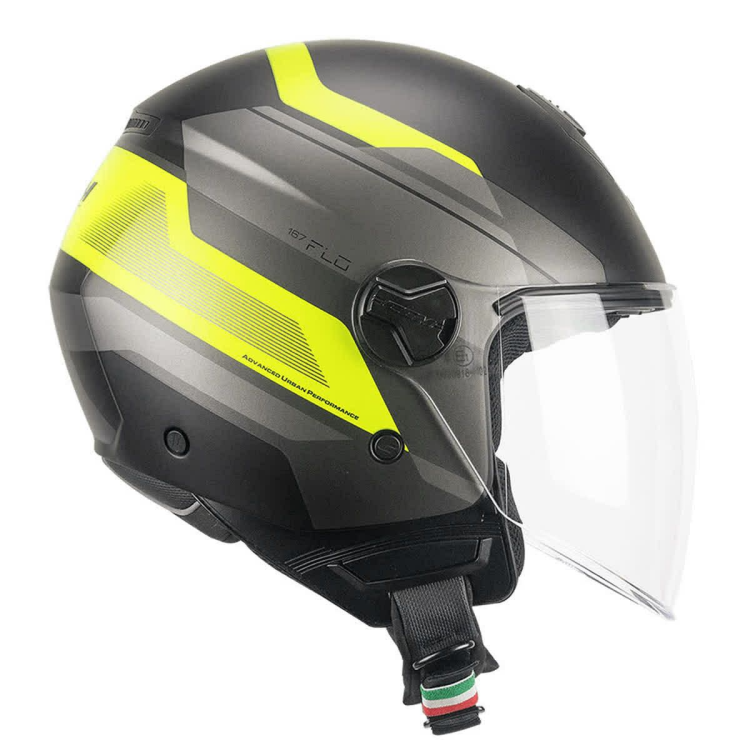 CASCO JET 167K FLO CITY NERO GIALLO FLUO OPACO LUNGA | CGM