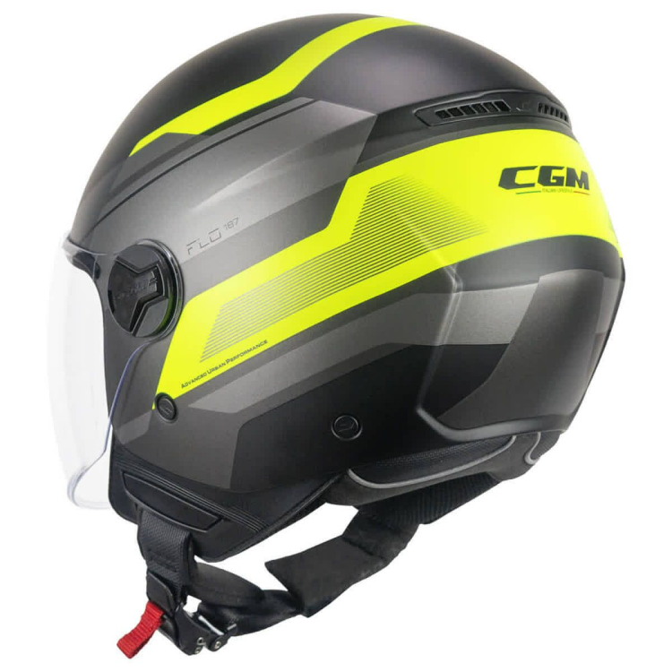 CASCO JET 167K FLO CITY NERO GIALLO FLUO OPACO LUNGA | CGM