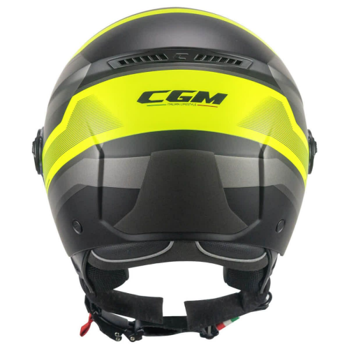 CASCO JET 167K FLO CITY NERO GIALLO FLUO OPACO LUNGA | CGM