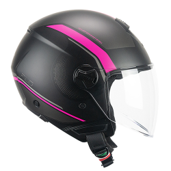 CASCO JET 167M FLO DOT NERO FUCSIA FLUO OPACO LUNGA | CGM
