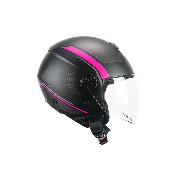 CASCO JET 167M FLO DOT NERO FUCSIA FLUO OPACO LUNGA | CGM