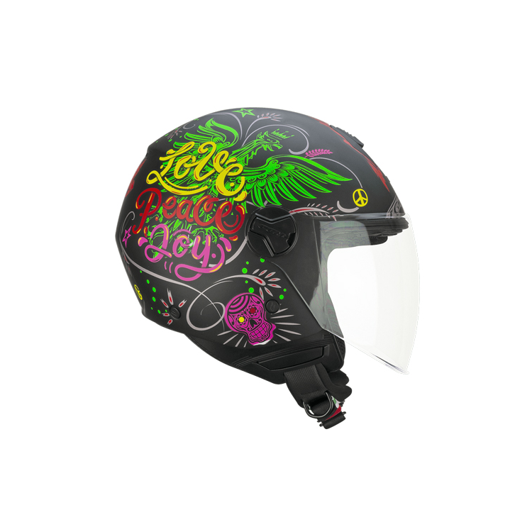 CASCO JET 167S FLO JOY NERO AZZURRO VERDE OPACO LUNGA | CGM