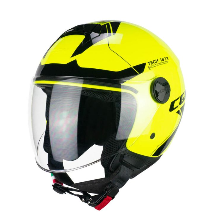 CASCO JET 167X FLO TECH GIALLO FLUO NERO LUNGA | CGM