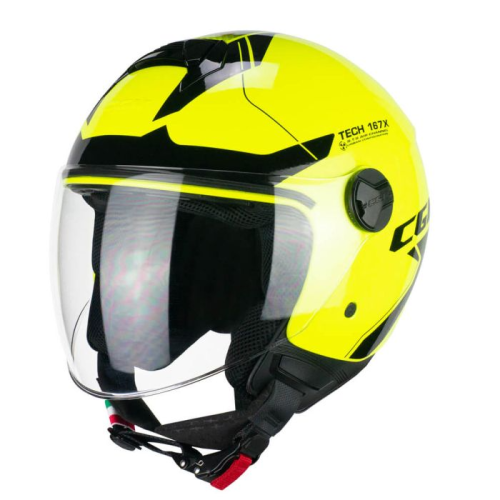 CASCO JET 167X FLO TECH GIALLO FLUO NERO LUNGA | CGM