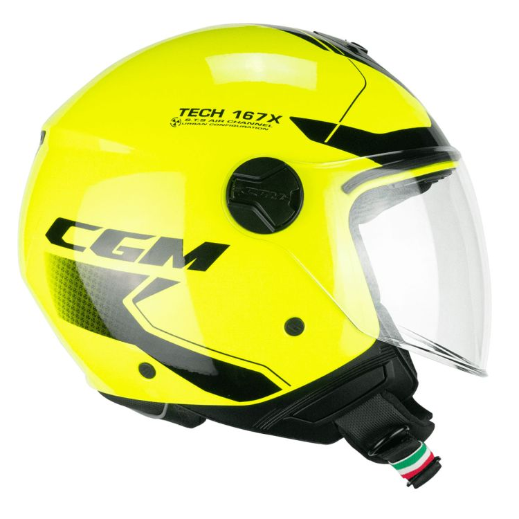 CASCO JET 167X FLO TECH GIALLO FLUO NERO LUNGA | CGM
