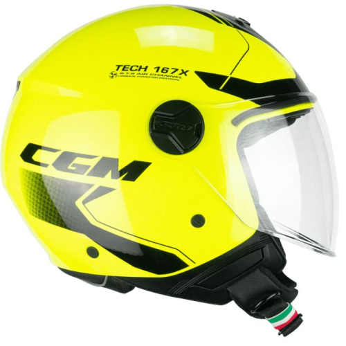 CASCO JET 167X FLO TECH GIALLO FLUO NERO LUNGA | CGM