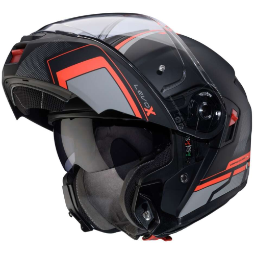 CASCO MODULARE LEVO X ELITE MATT BLACK GREY RED FLUO | CABERG