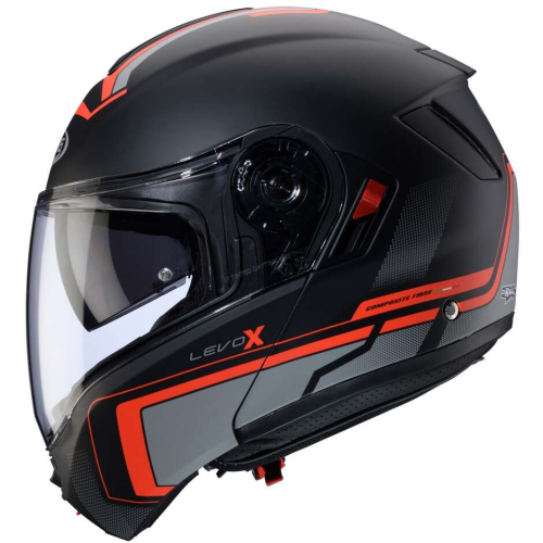 CASCO MODULARE LEVO X ELITE MATT BLACK GREY RED FLUO | CABERG