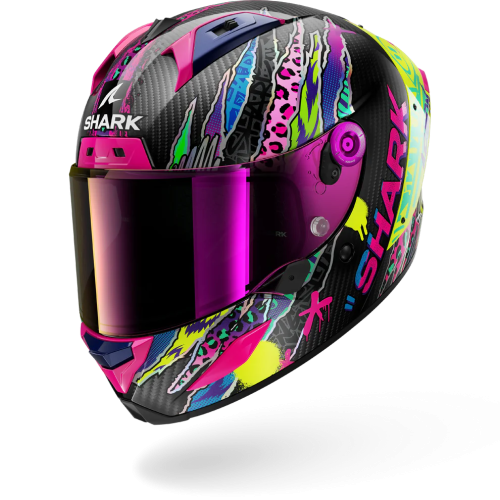 CASCO INTEGRALE AERON FAWN CARBON VIOLET YELLOW | SHARK HELMETS