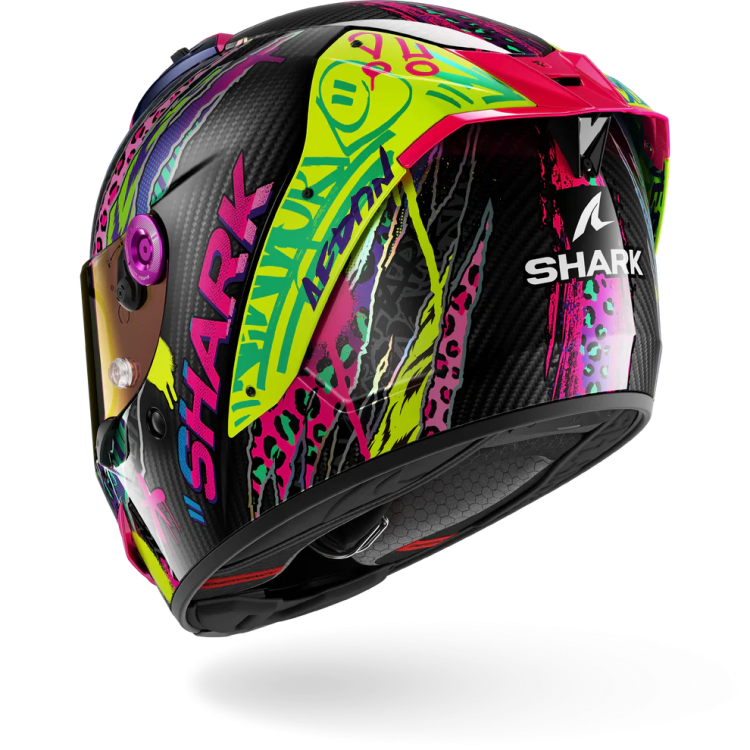 CASCO INTEGRALE AERON FAWN CARBON VIOLET YELLOW | SHARK HELMETS
