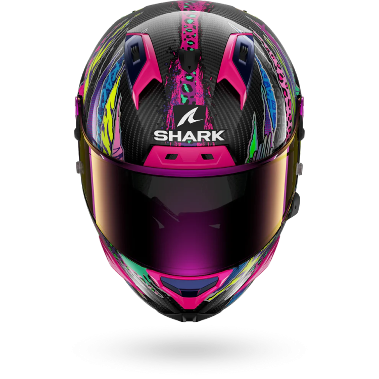 CASCO INTEGRALE AERON FAWN CARBON VIOLET YELLOW | SHARK HELMETS