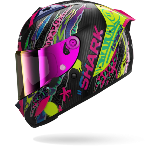 CASCO INTEGRALE AERON FAWN CARBON VIOLET YELLOW | SHARK HELMETS