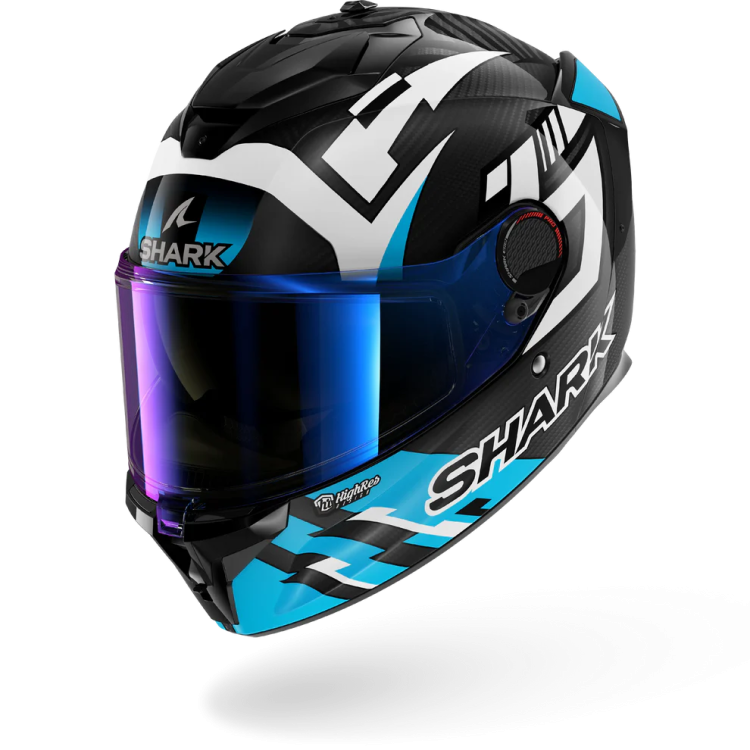 CASCO INTEGRALE SPARTAN GT PRO CARBON ZARCO TRACK RACER CARBON WHITE BLUE | SHARK HELMETS