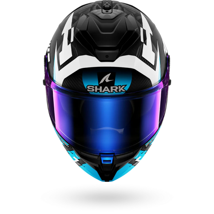 CASCO INTEGRALE SPARTAN GT PRO CARBON ZARCO TRACK RACER CARBON WHITE BLUE | SHARK HELMETS
