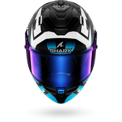 CASCO INTEGRALE SPARTAN GT PRO CARBON ZARCO TRACK RACER CARBON WHITE BLUE | SHARK HELMETS