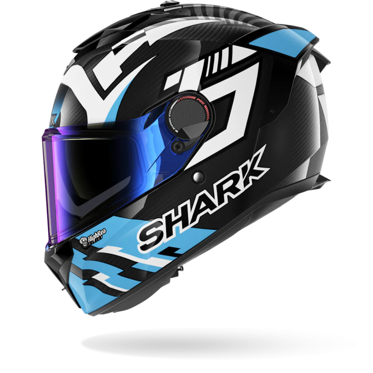 CASCO INTEGRALE SPARTAN GT PRO CARBON ZARCO TRACK RACER CARBON WHITE BLUE | SHARK HELMETS