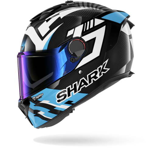CASCO INTEGRALE SPARTAN GT PRO CARBON ZARCO TRACK RACER CARBON WHITE BLUE | SHARK HELMETS