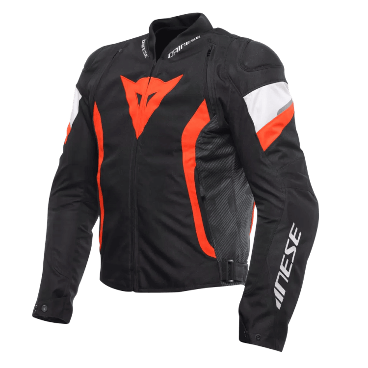 AVRO 5 TEX JACKET BLACK RED-FLUO WHITE | DAINESE