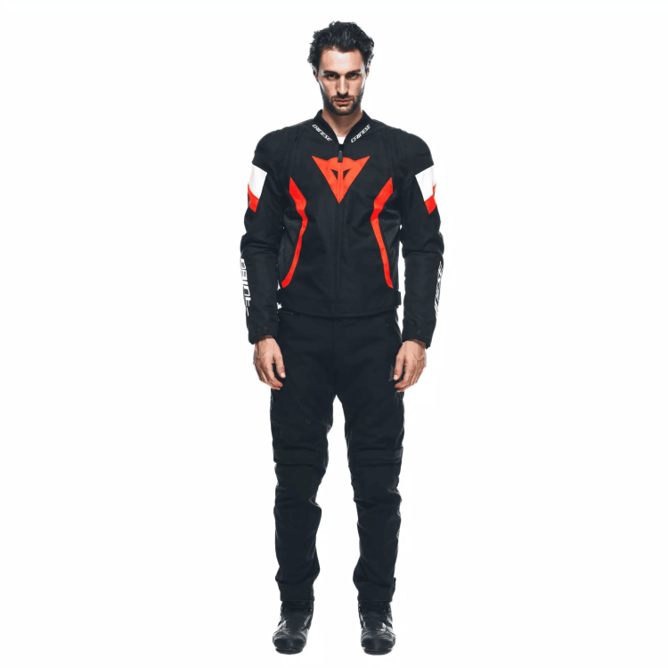 AVRO 5 TEX JACKET BLACK RED-FLUO WHITE | DAINESE