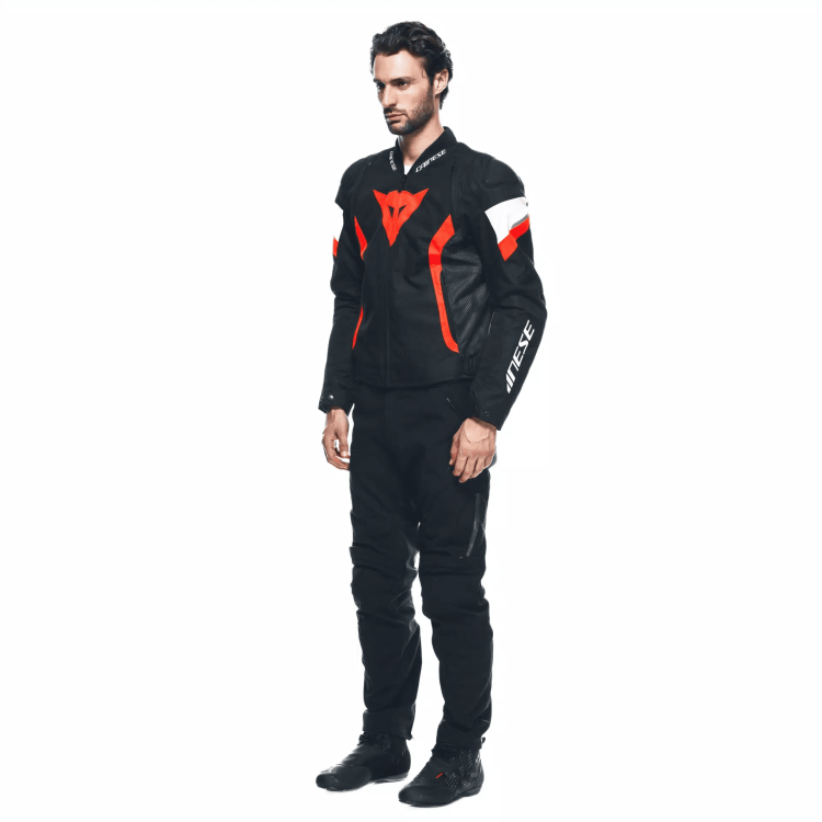 AVRO 5 TEX JACKET BLACK RED-FLUO WHITE | DAINESE