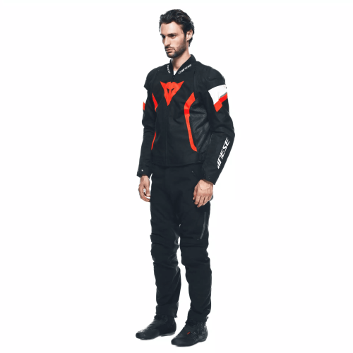AVRO 5 TEX JACKET BLACK RED-FLUO WHITE | DAINESE
