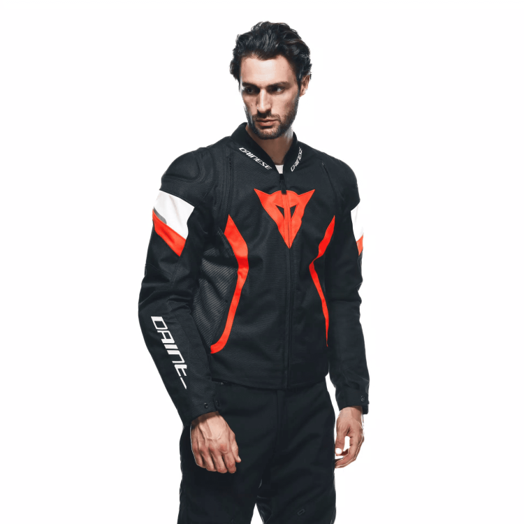 AVRO 5 TEX JACKET BLACK RED-FLUO WHITE | DAINESE