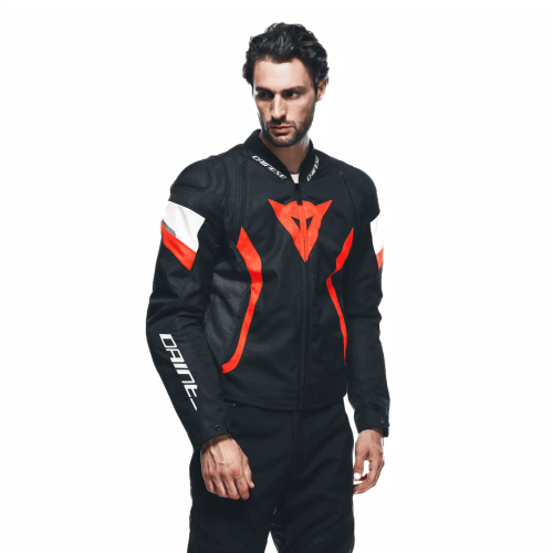 AVRO 5 TEX JACKET BLACK RED-FLUO WHITE | DAINESE