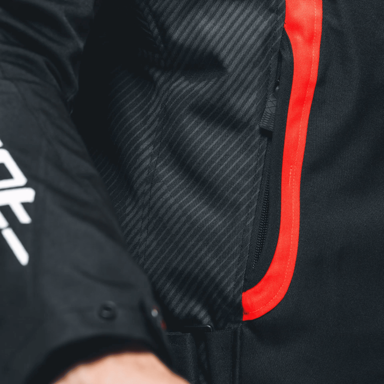 AVRO 5 TEX JACKET BLACK RED-FLUO WHITE | DAINESE