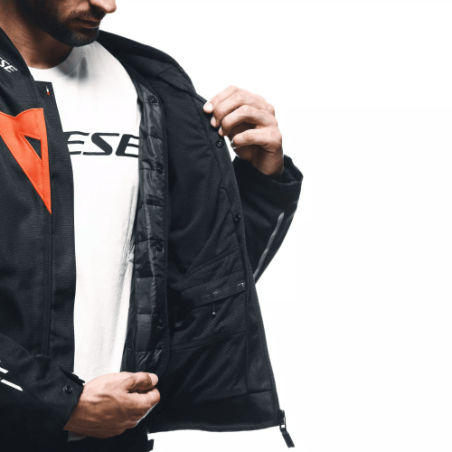 AVRO 5 TEX JACKET BLACK RED-FLUO WHITE | DAINESE