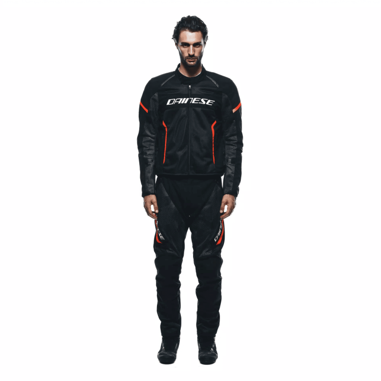 DRAKE 2 SUPER AIR TEX PANTS BLACK ANTHRACITE RED-FLUO | DAINESE