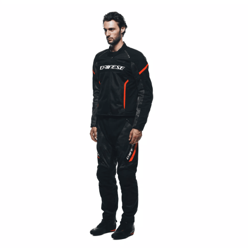 DRAKE 2 SUPER AIR TEX PANTS BLACK ANTHRACITE RED-FLUO | DAINESE