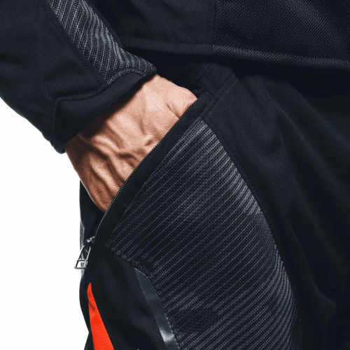 DRAKE 2 SUPER AIR TEX PANTS BLACK ANTHRACITE RED-FLUO | DAINESE