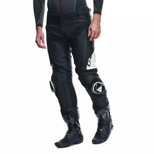 PANTALONI DELTA 4 LEATHER PANTS BLACK WHITE | DAINESE
