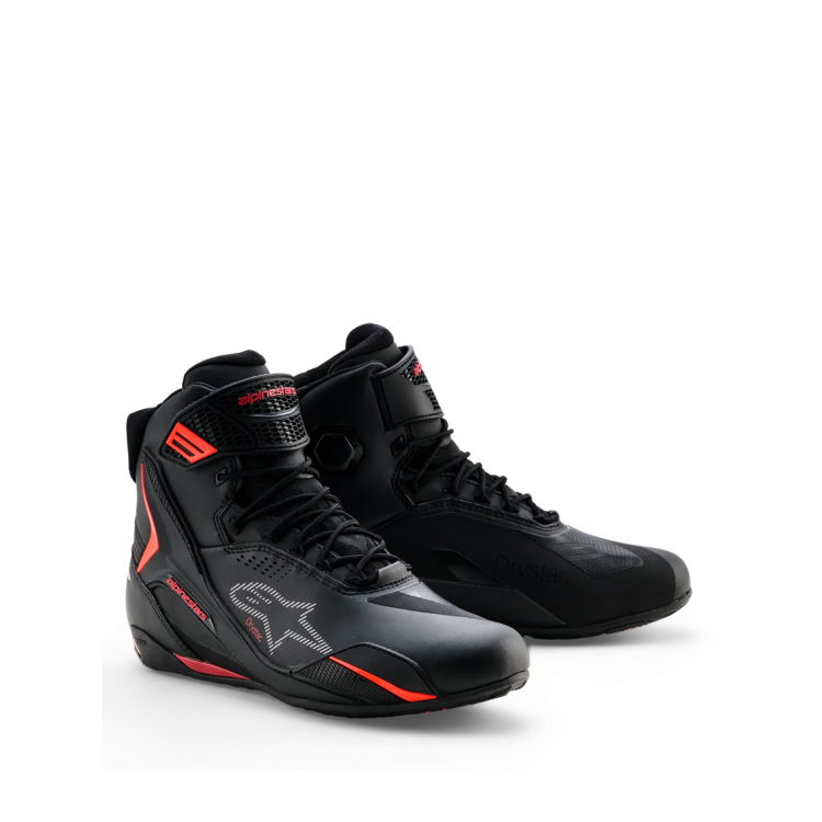 SCARPE FASTER-4 DRYSTAR SHOES BLACK RIO RED RED FLUO | ALPINESTARS