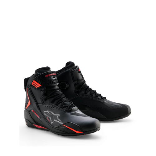 SCARPE FASTER-4 DRYSTAR SHOES BLACK RIO RED RED FLUO | ALPINESTARS