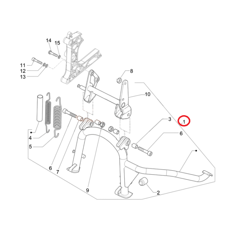 1C001018 CAVALLETTO CENTRALE | PIAGGIO RICAMBI ORIGINALI