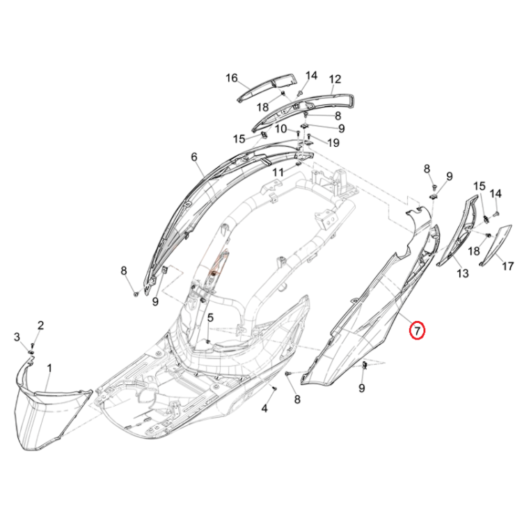 1B001364 FIANCATA SX | PIAGGIO RICAMBI ORIGINALI
