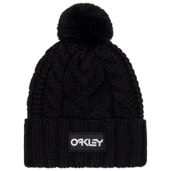 OAKLEY HARPER POM BEANIE BLACK/WHITE LOGO