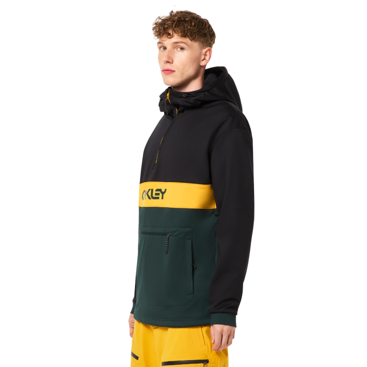 OAKLEY TNP NOSE GRAB SOFTSHELL HOODIE BLACK/HUNTER GREEN