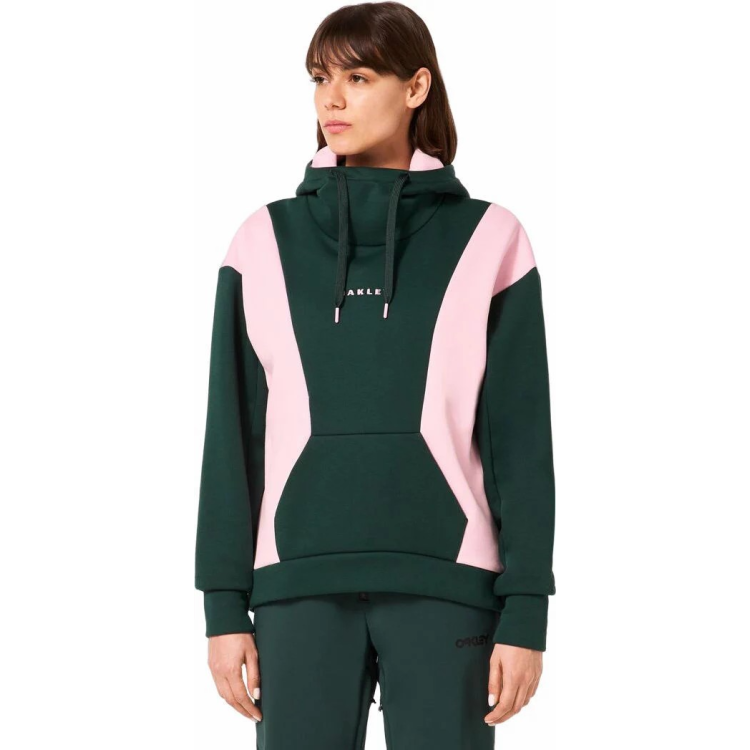 OAKLEY ROSY RC FLEECE HOODIE DARK GREEN LIGHT PINK