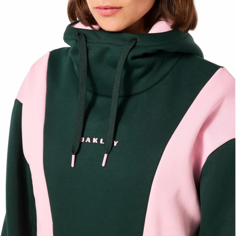 OAKLEY ROSY RC FLEECE HOODIE DARK GREEN LIGHT PINK