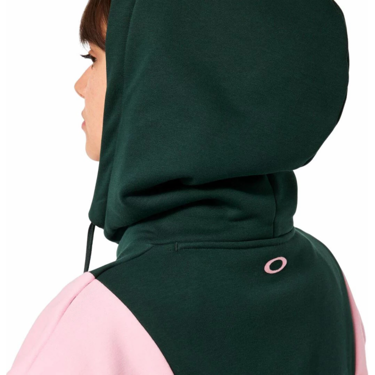OAKLEY ROSY RC FLEECE HOODIE DARK GREEN LIGHT PINK